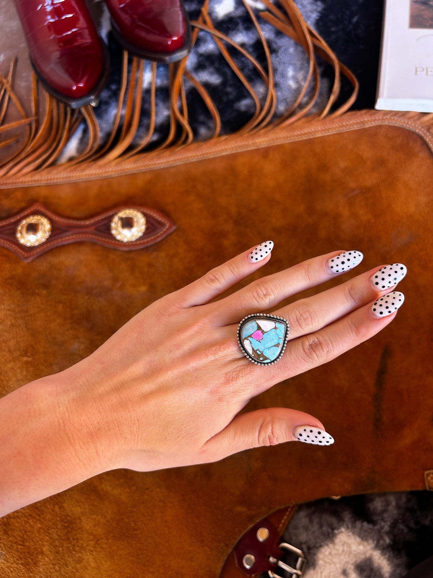 Cotton Candy Swirl Adjustable Ring