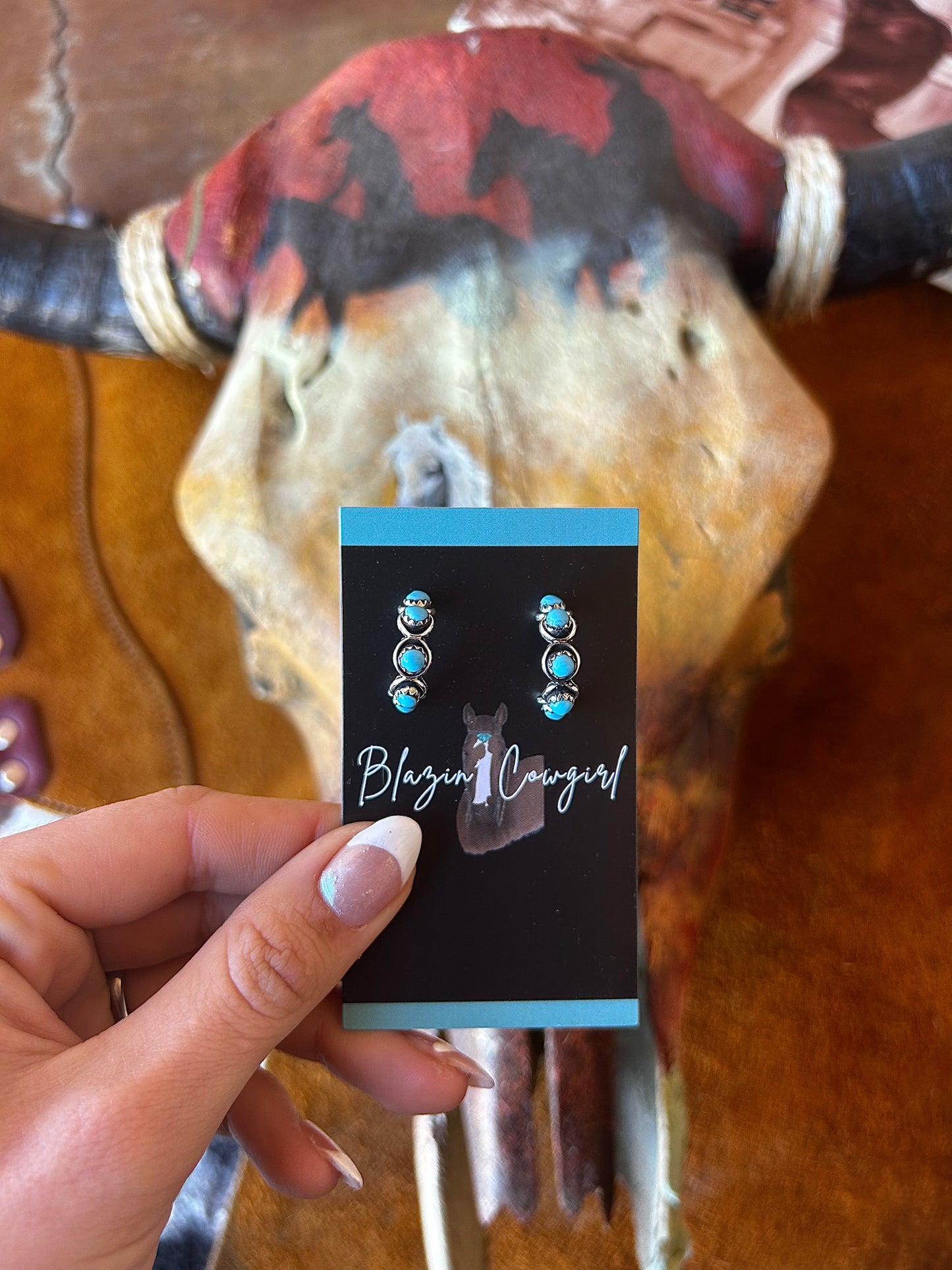 Small Kingman Stone Hoops