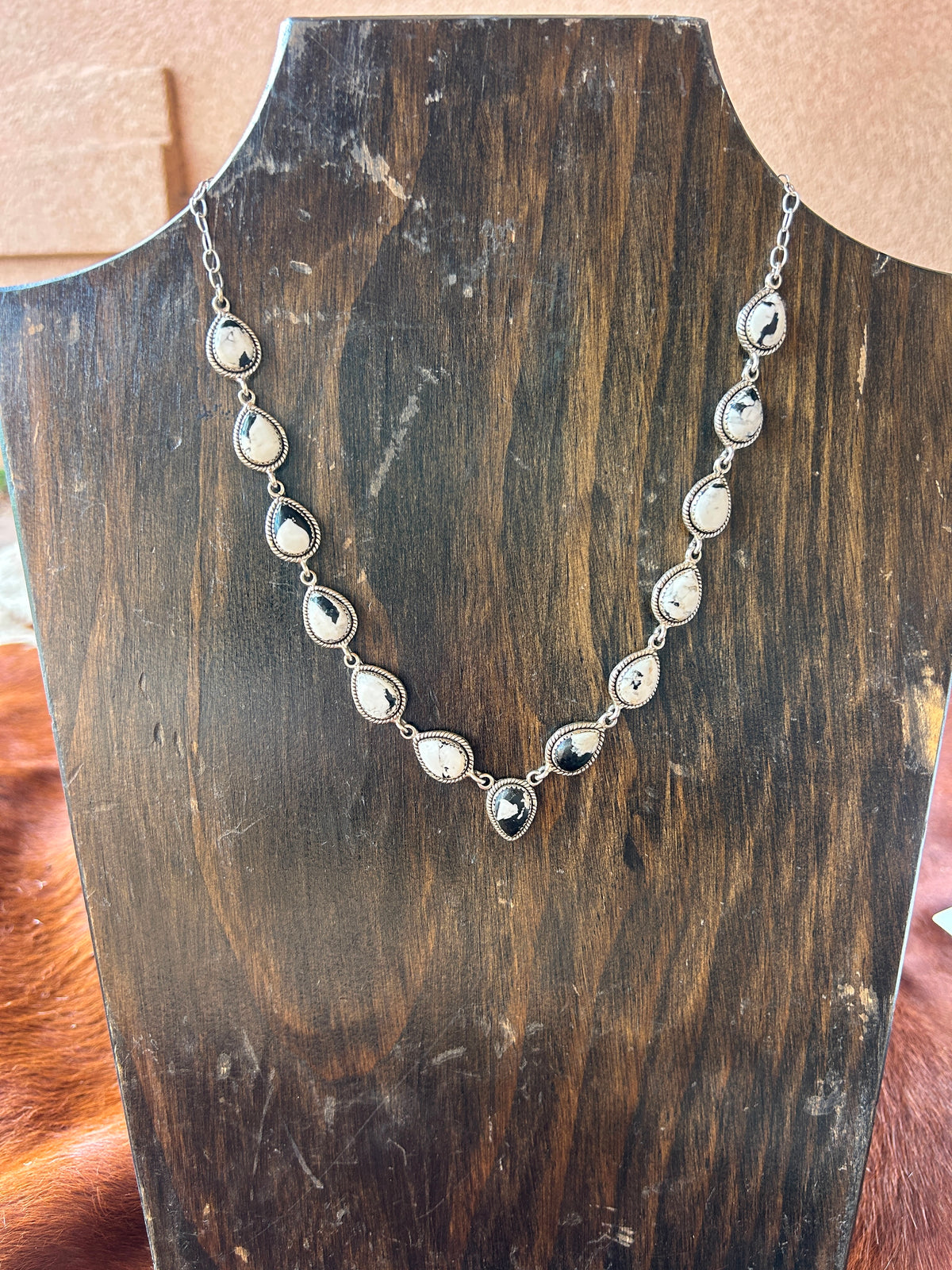 White Buffalo Stone Necklace 21"