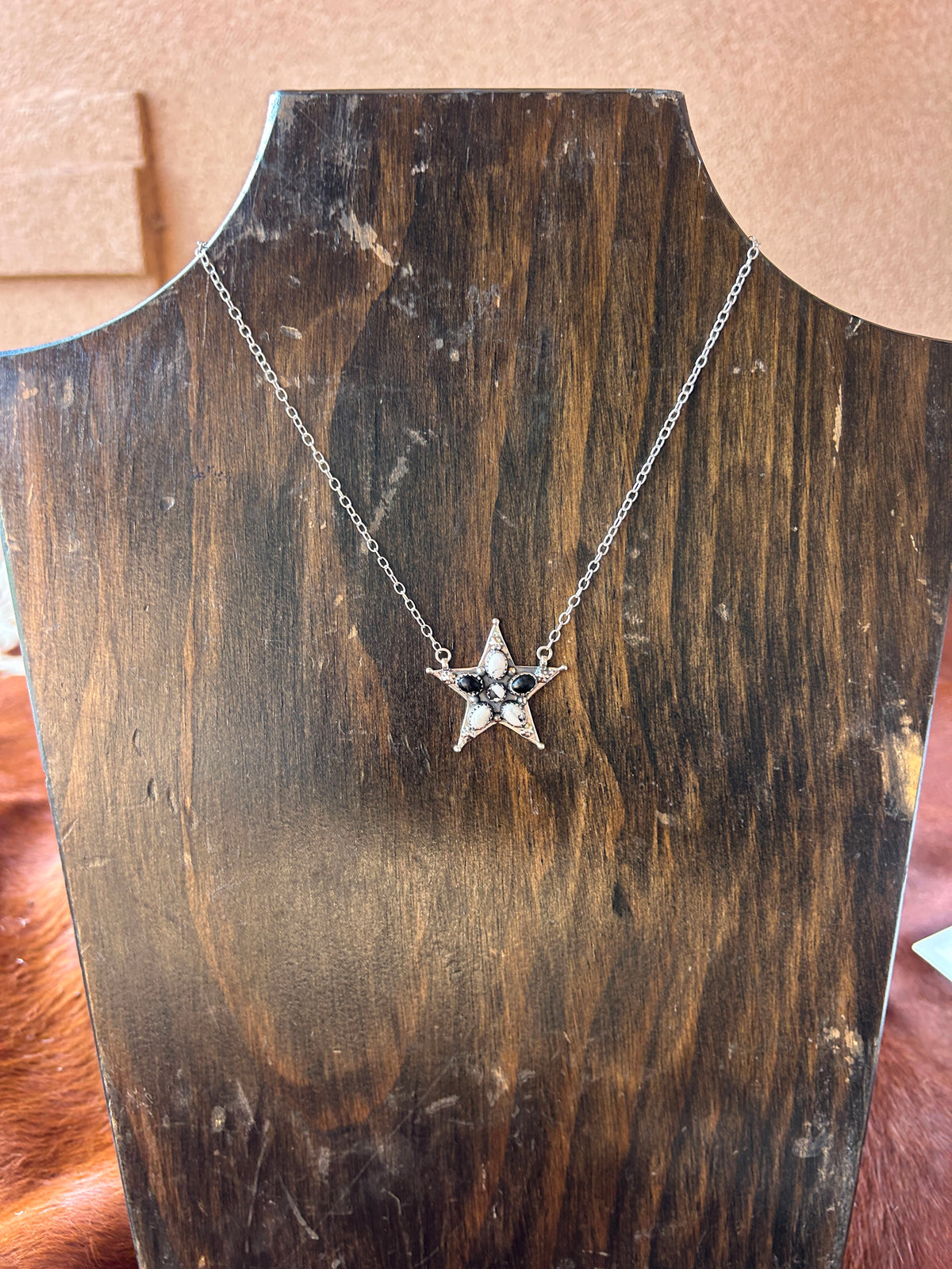 White Buffalo Star Necklace 18"