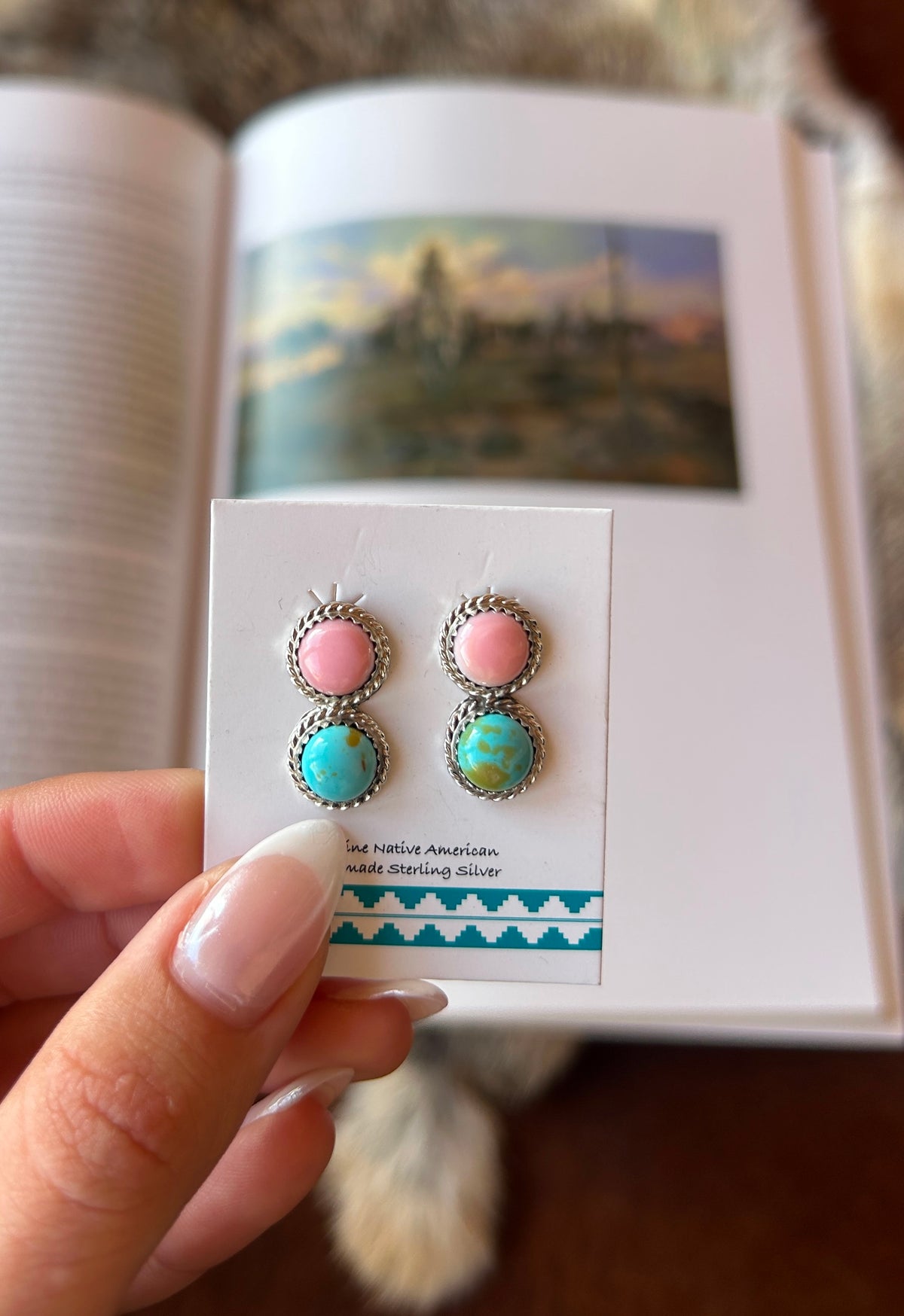 Turquoise/Pink Conch Studs