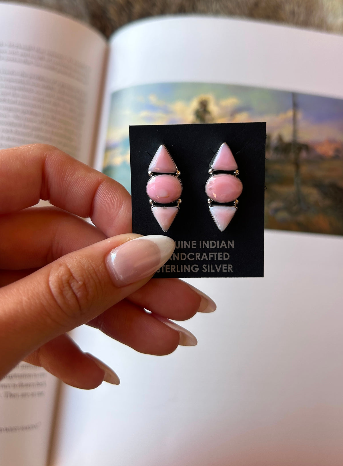 Pink Conch Drop Studs