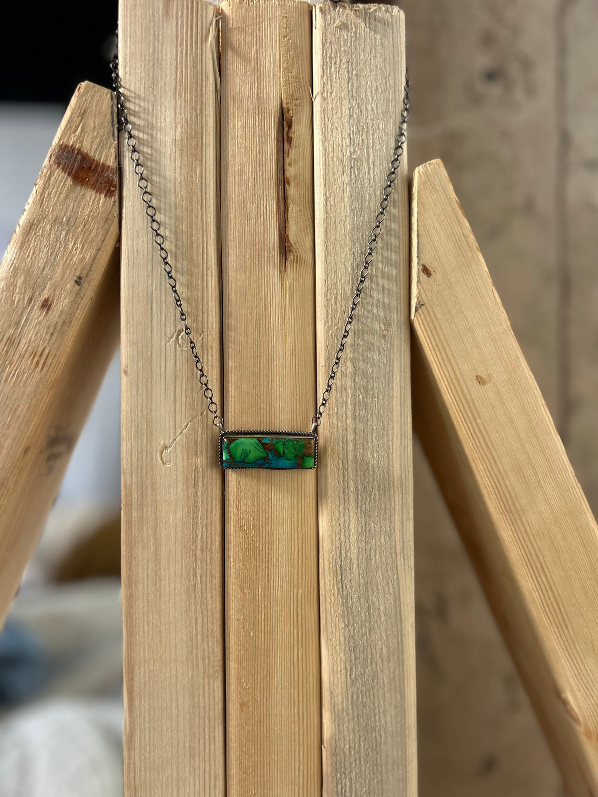 Peacock Bar Necklace 18"