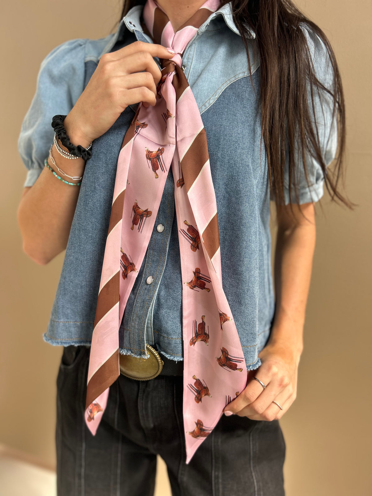 Preppy Saddle - Pink & Brown