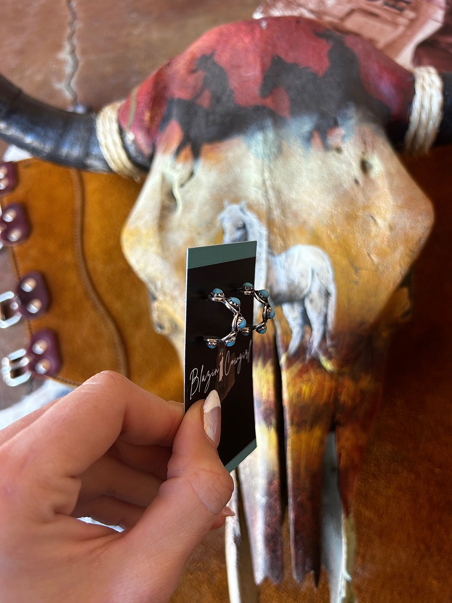 Small Kingman Stone Hoops