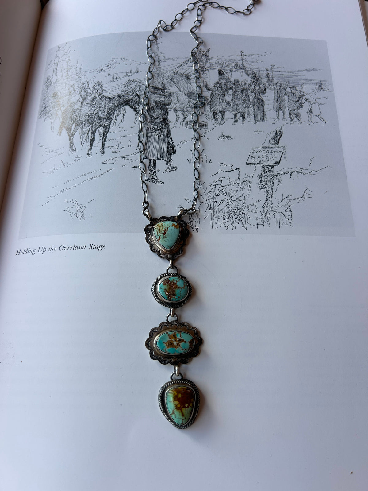 Royston Turquoise Lariat Necklace 18"