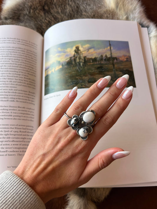 White Buffalo Adjustable Ring
