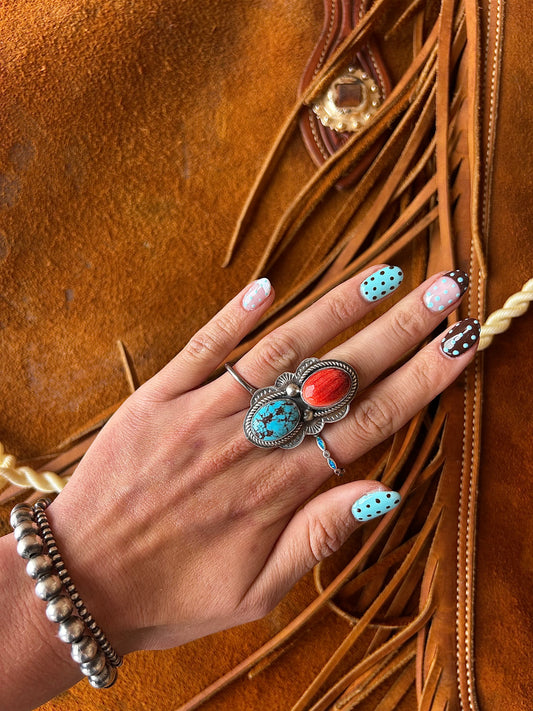 Spiny/Prince Turquoise Adjustable Ring