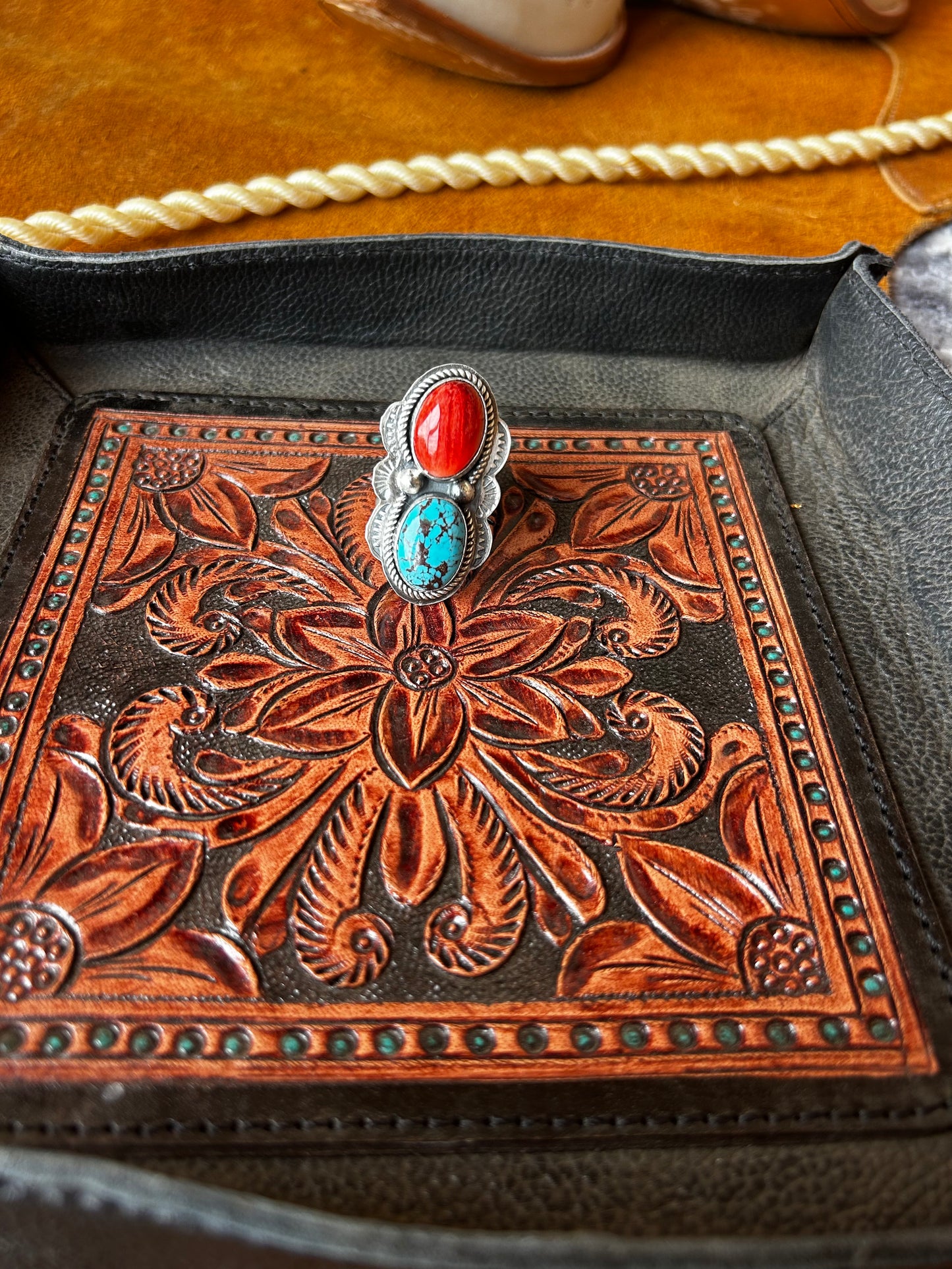 Spiny/Prince Turquoise Adjustable Ring