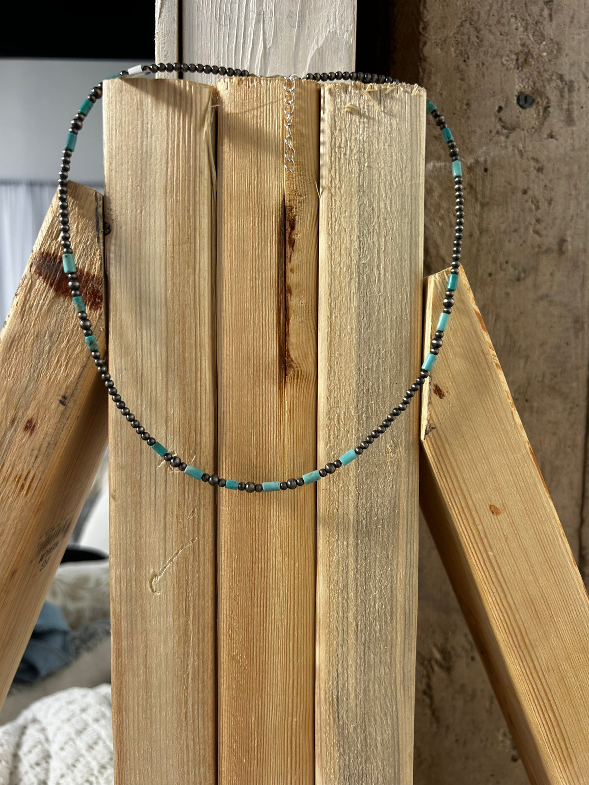 Red Skin Turquoise Necklace 16"+2" Ext.