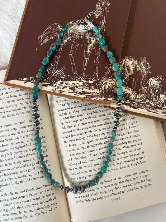 Cloud Mountain Turquoise Necklace 18"+2" Ext.