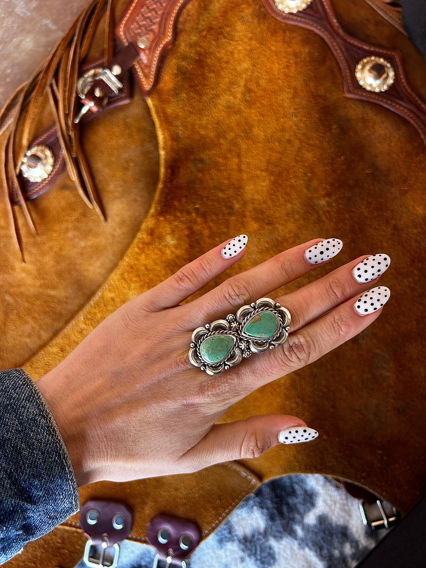 Green Adjustable Turquoise Ring