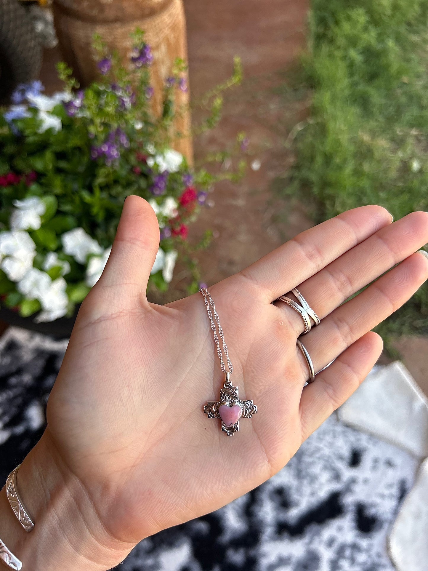 Engraved Blush Heart Necklace