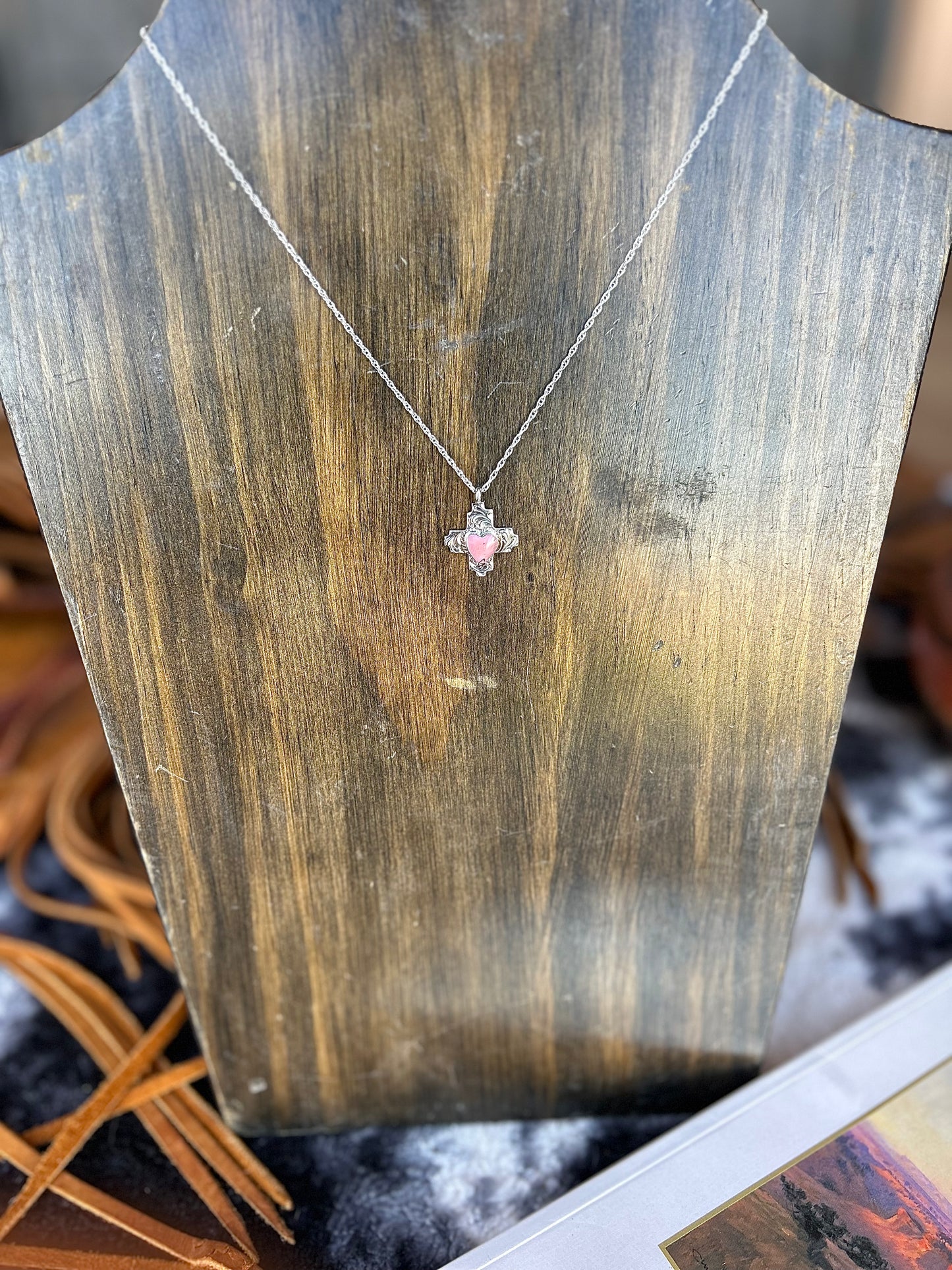 Engraved Blush Heart Necklace