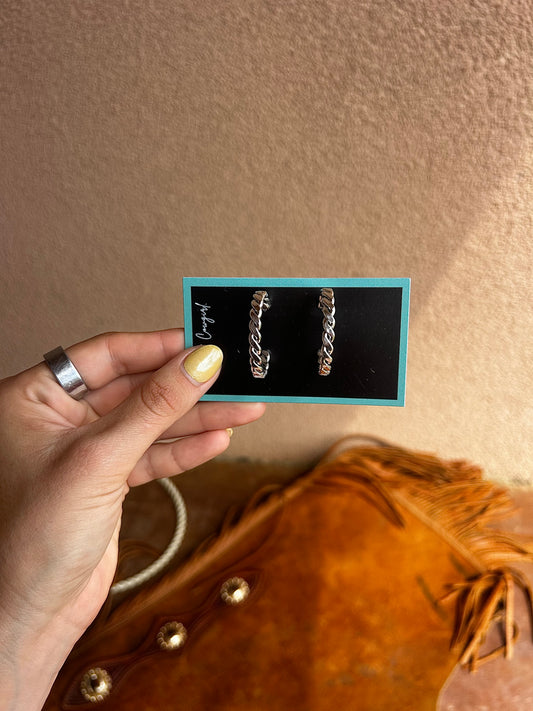 Twisted Sterling Silver Hoop