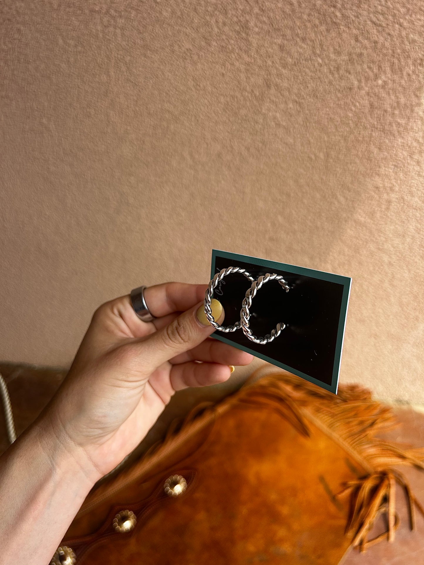 Twisted Sterling Silver Hoop