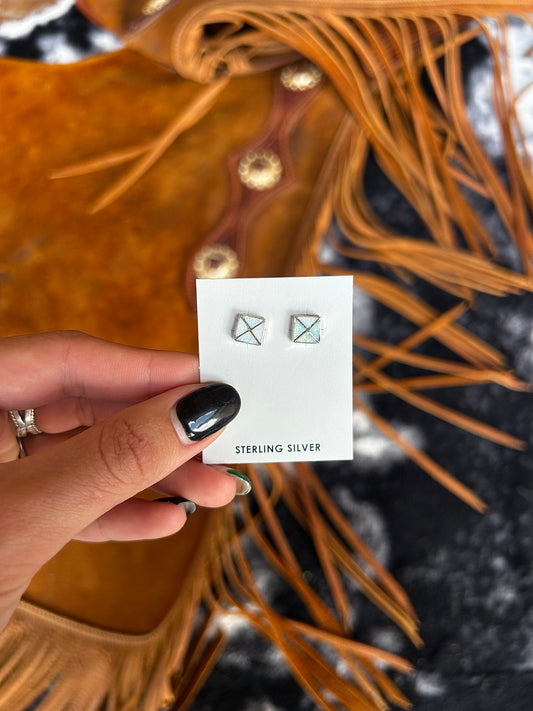 Square Opal Studs