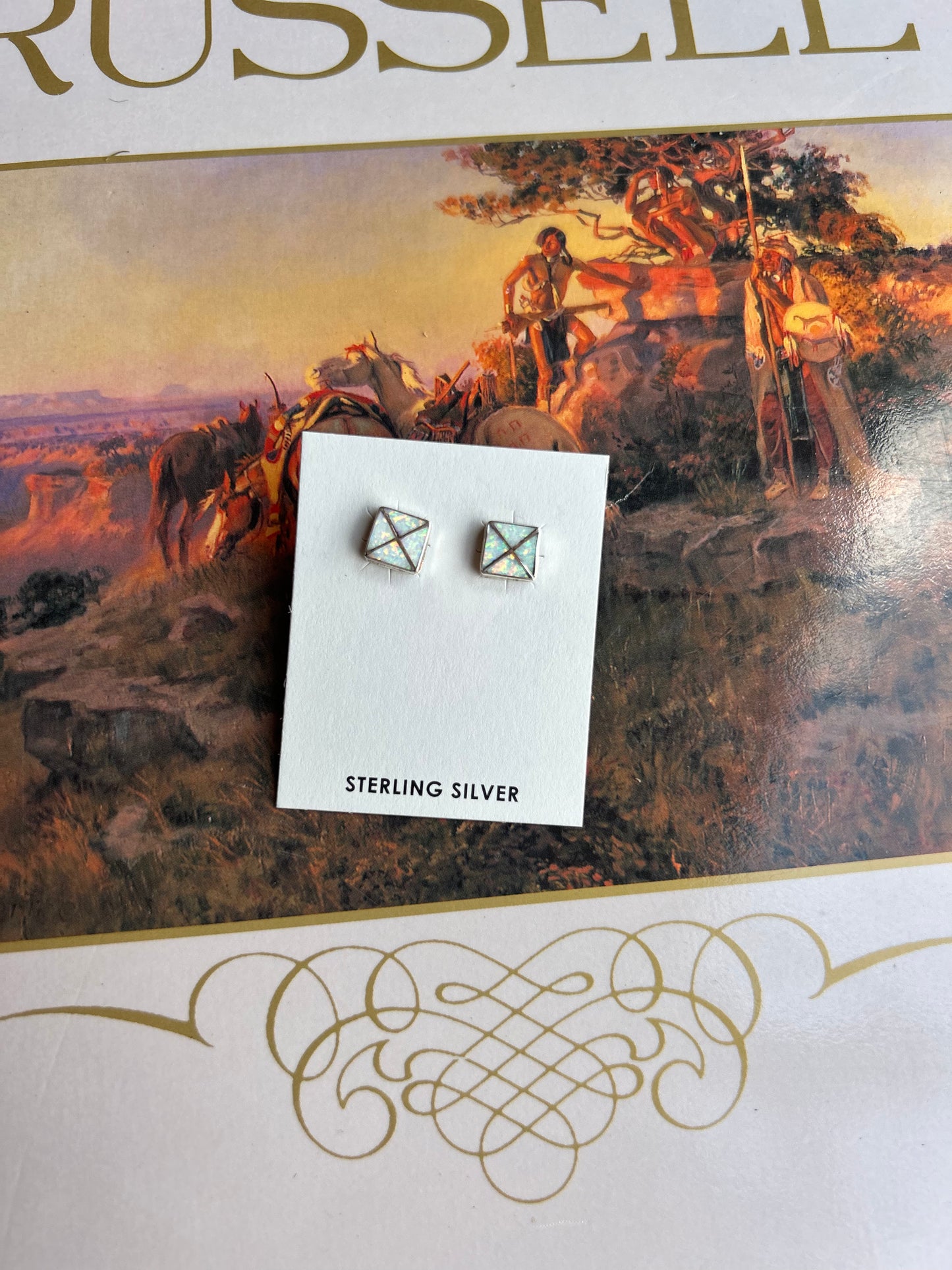 Square Opal Studs