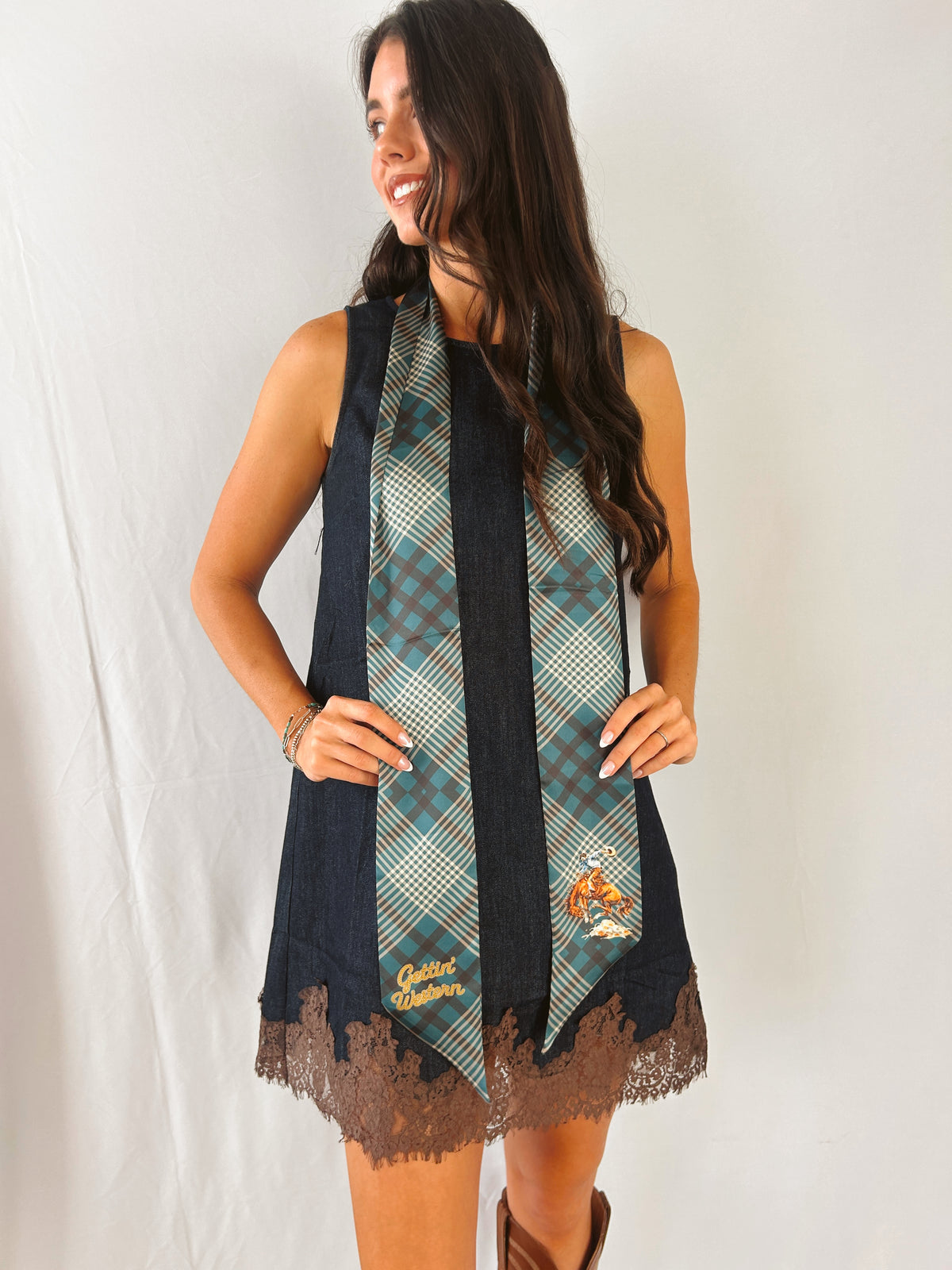 Gettin' Western - Navy Plaid