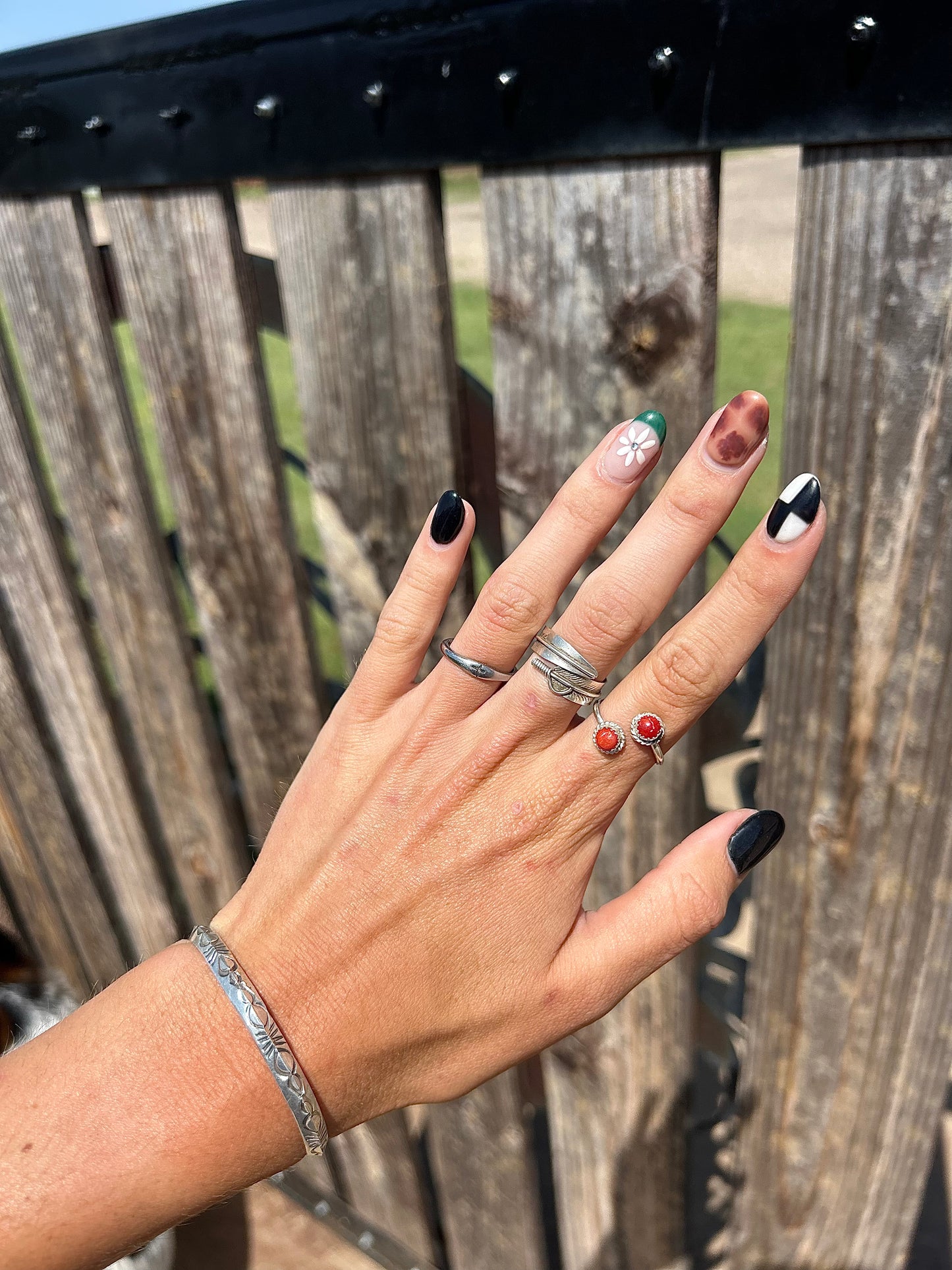 Coral Stone Adjustable Ring
